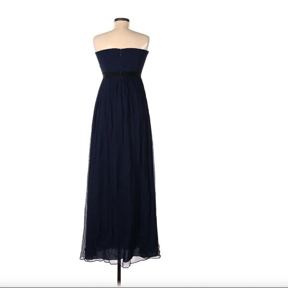 BCBGMaxazria 100% silk solid blue strapless gown 8 - Picture 2 of 7